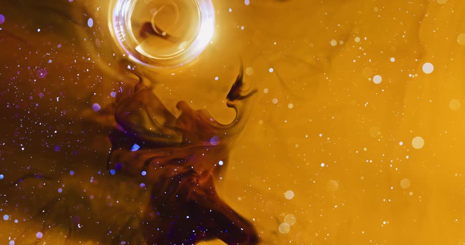 Purple smoke cloud with glowing bubbles