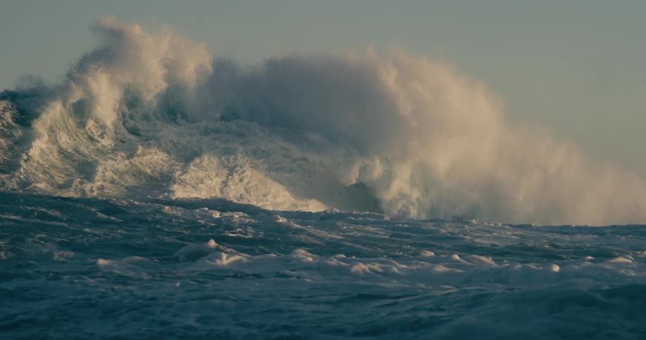 A large wave moves through the ocean