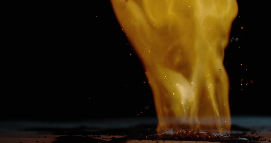 A large fire burns outside
