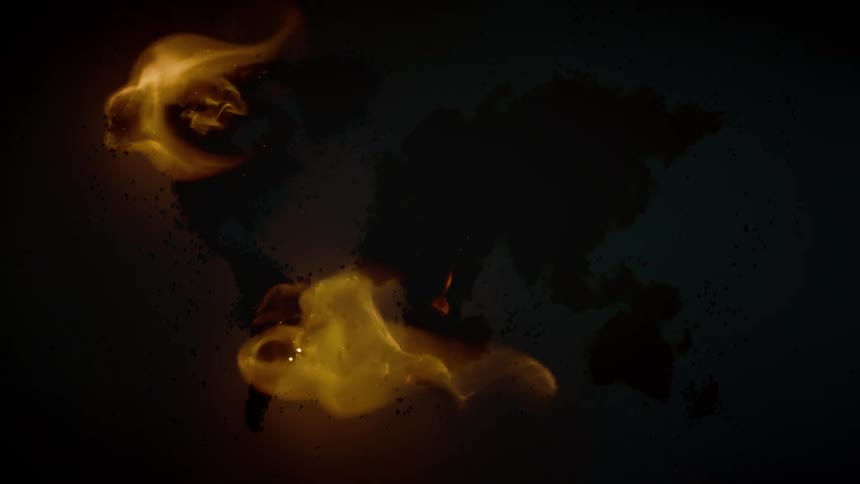 Flames rise from the burning substance
