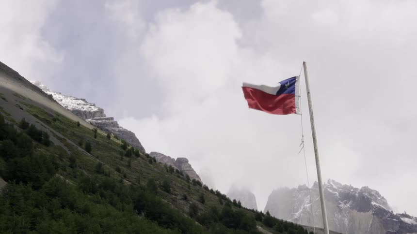 A flag billows in the wind