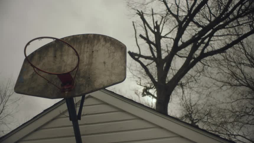 View of a basketball hoop on a cloudy day