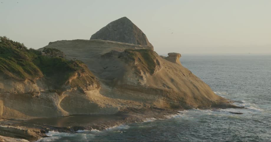 Coastal cliffs and ocean waves