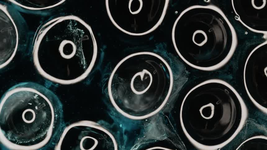 The stacks of circles reflect light