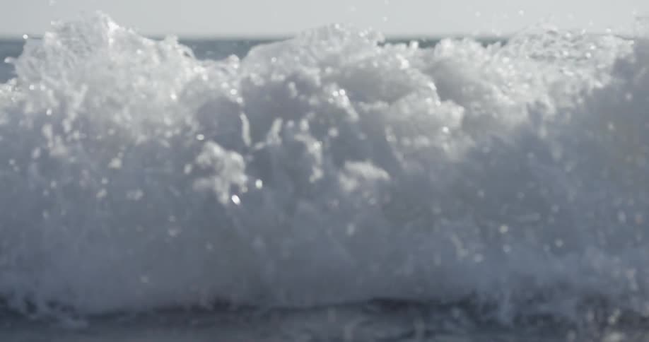 Waves crash over the rocks