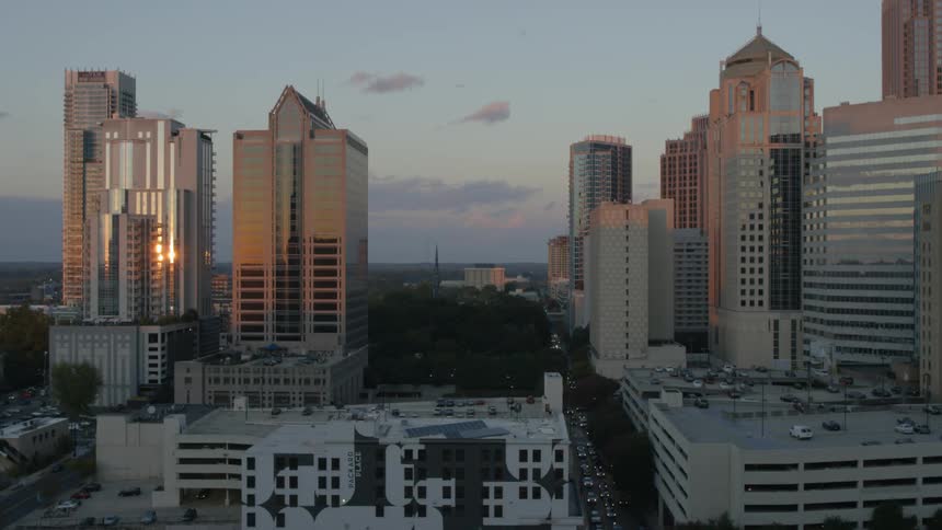 The sun is setting on this city