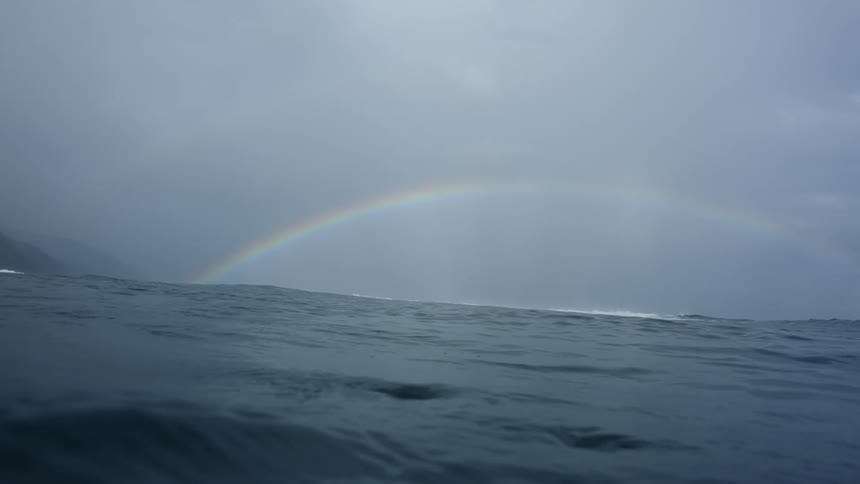 Rainbow over the open sea