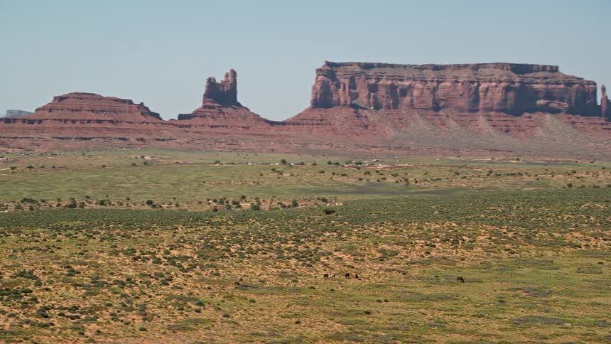 Mesas on a flat land at midday