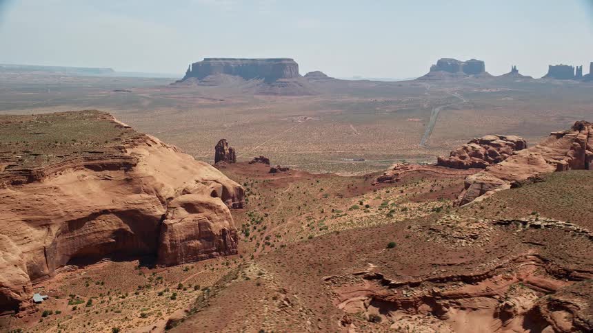 Aerial view of a mesa in the desert badlands