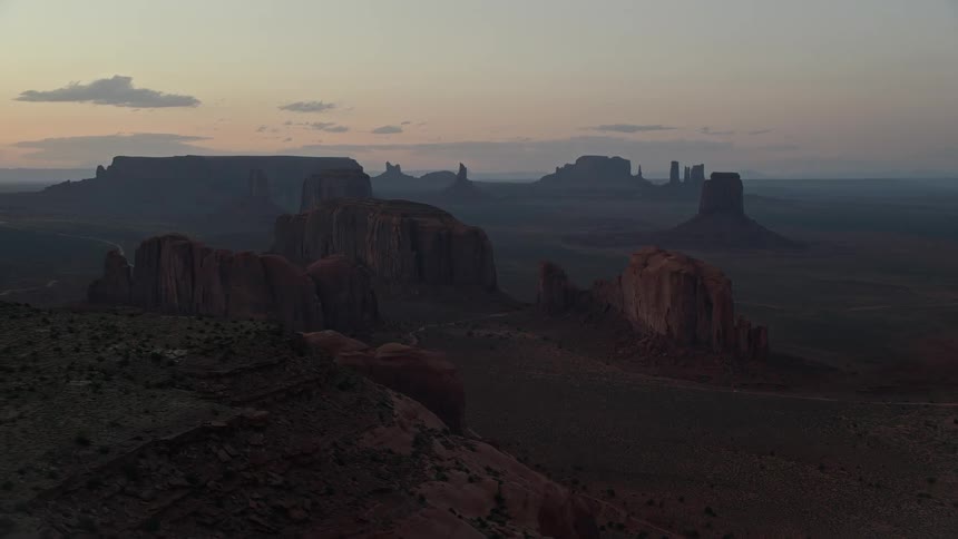Mesas and hills at sunset