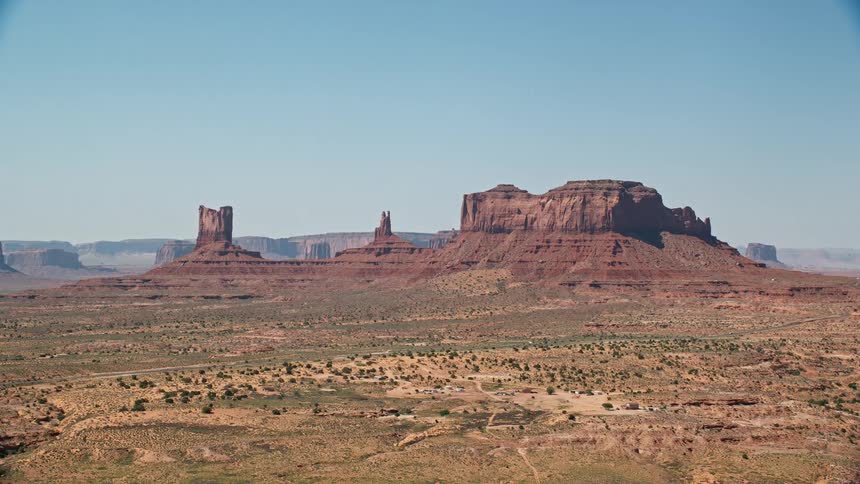 Aerial view of mountains and mesas on the badlands