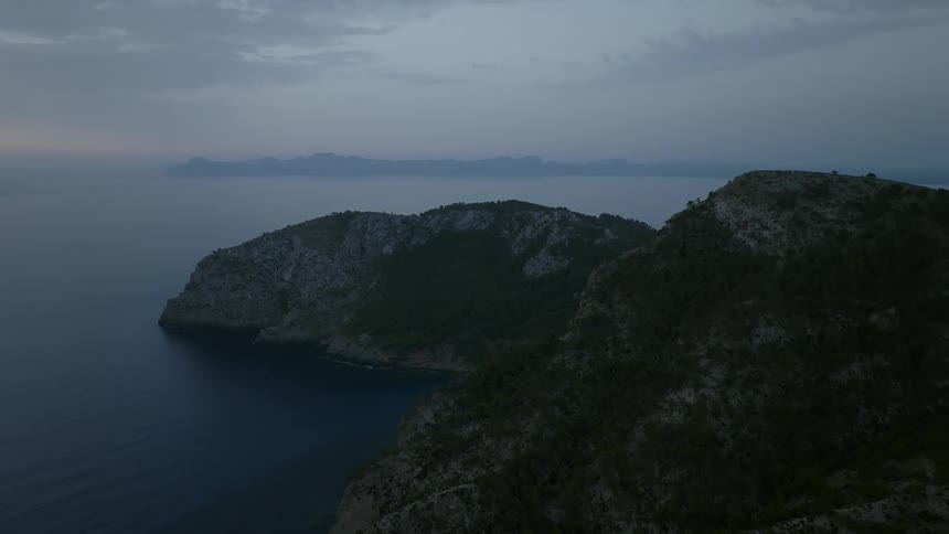 Aerial view of the coastline by the sea