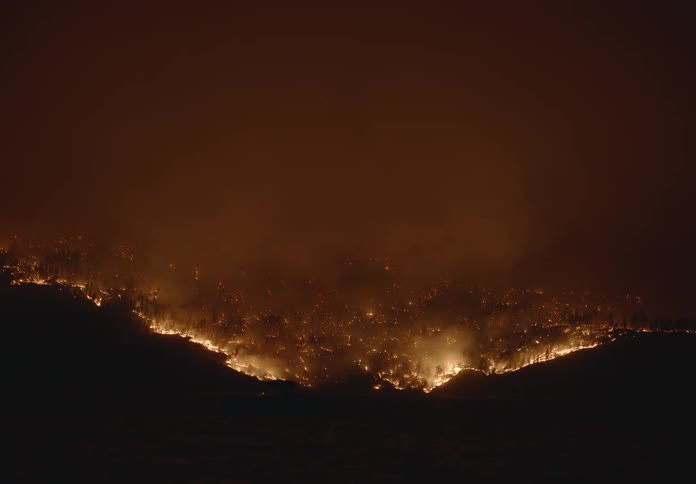 A landscape is on fire