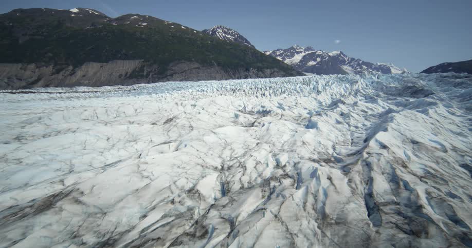 Ice surrounds the mountains