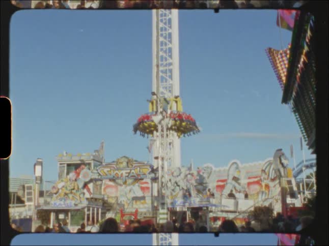An amusement park ride in free fall