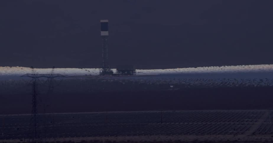 A tower in a plantation landscape in the dark night