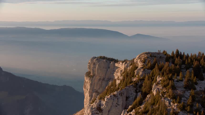 Aerial view of mountain top cliffs