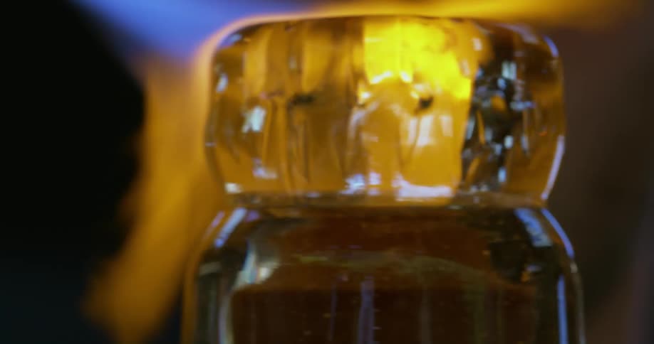 Glass object heated with flame