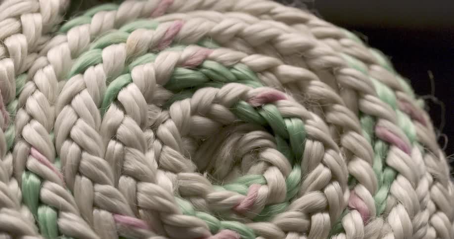 Closeup of a swirl of braided ropes