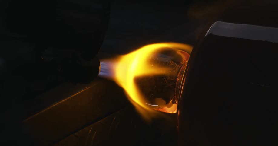 A torch is spinning the glass