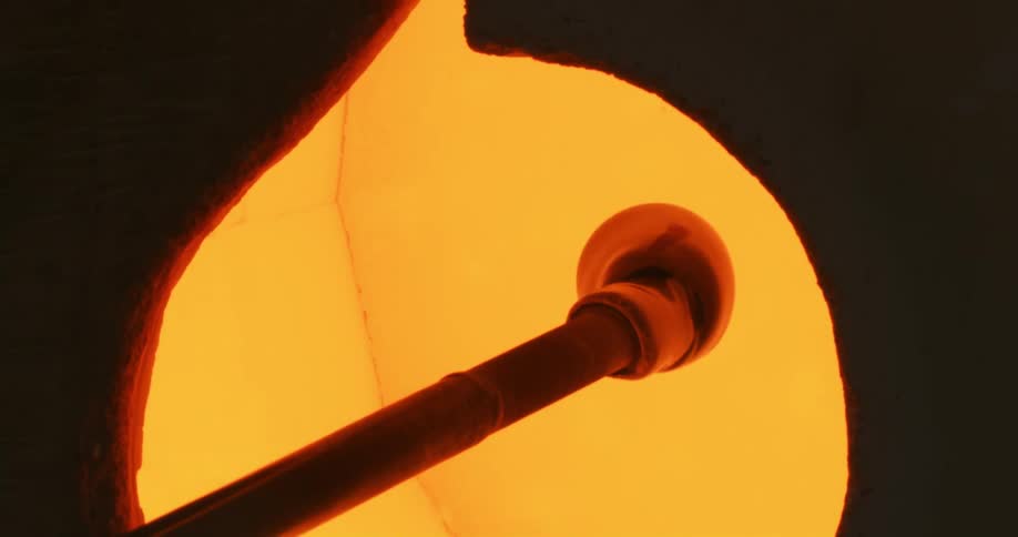 Glass production inside a fire machine