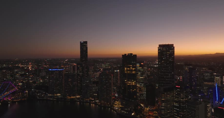 The sun is setting on the city