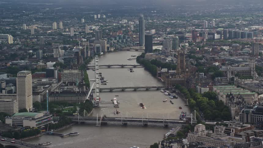 Aerial view of the thames river in london