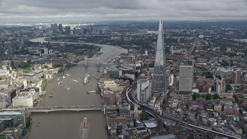 Aerial view of the shard in london