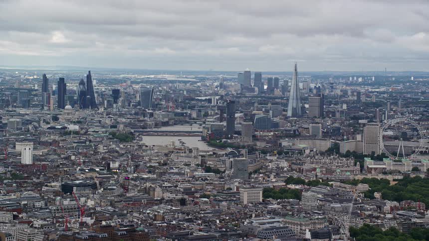 Heavy clouds are over the city