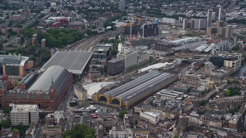 Aerial view of st pancras international kings cross