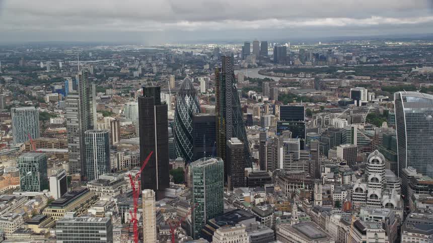 Skyscrapers line the skyline