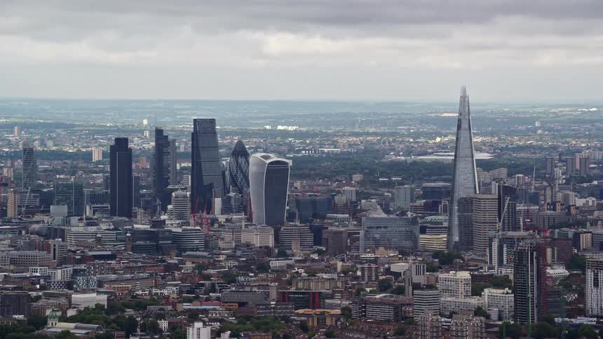 Buildings and skyscrapers in a metropolitan area at midday
