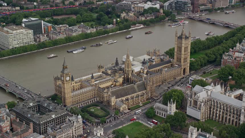 Aerial view of palace of westminster government office