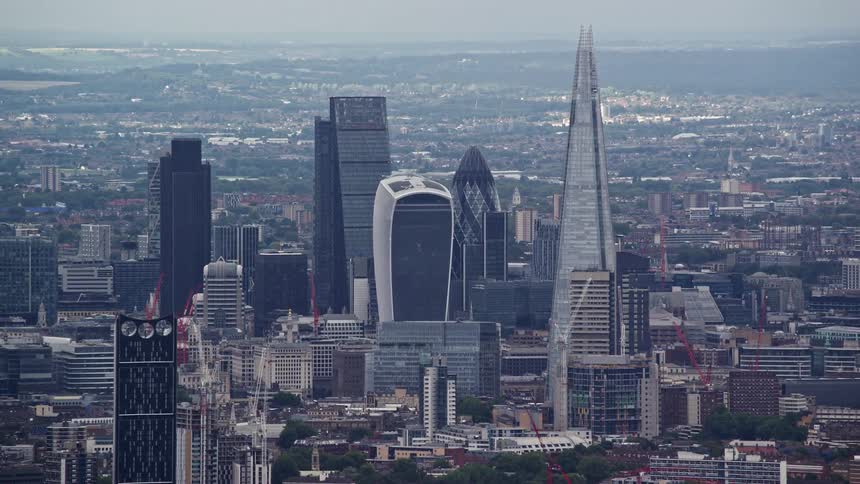 Aerial view of a modern london tower block