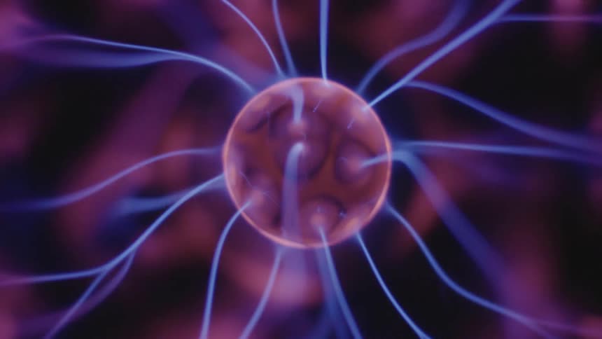 A static ball with lines coming out of it on all sides