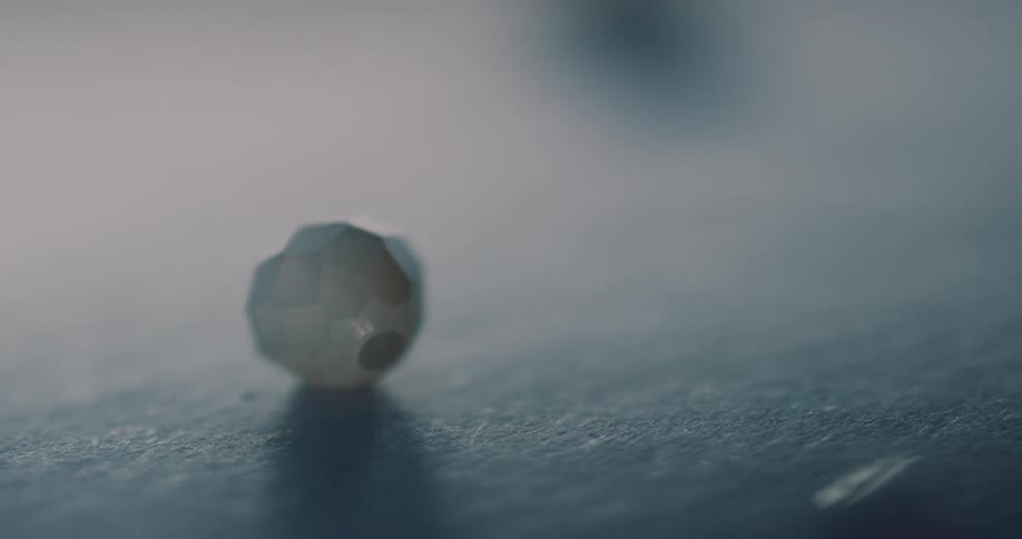 Closeup of a small white ball