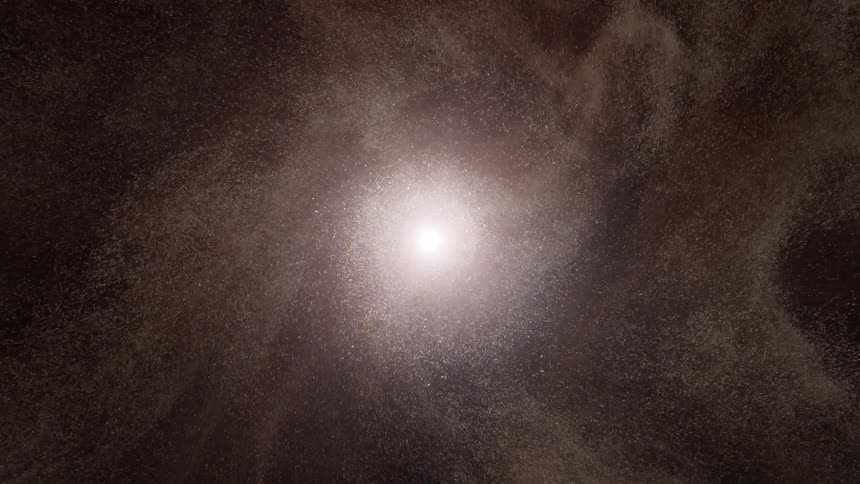 Galaxy with bright nebula with small stars