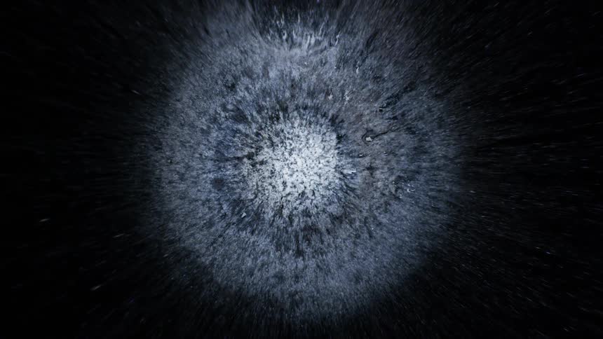 Abstract white texture bursting against a black background