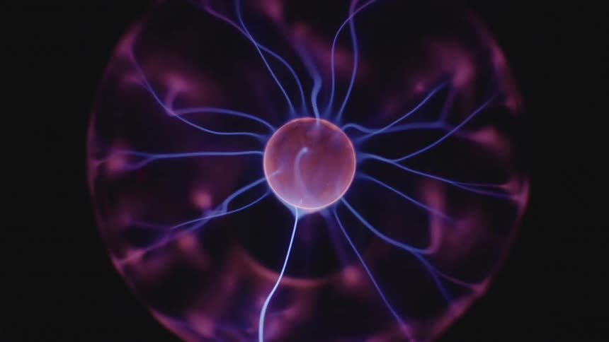Colorful energy beams inside a plasma globe