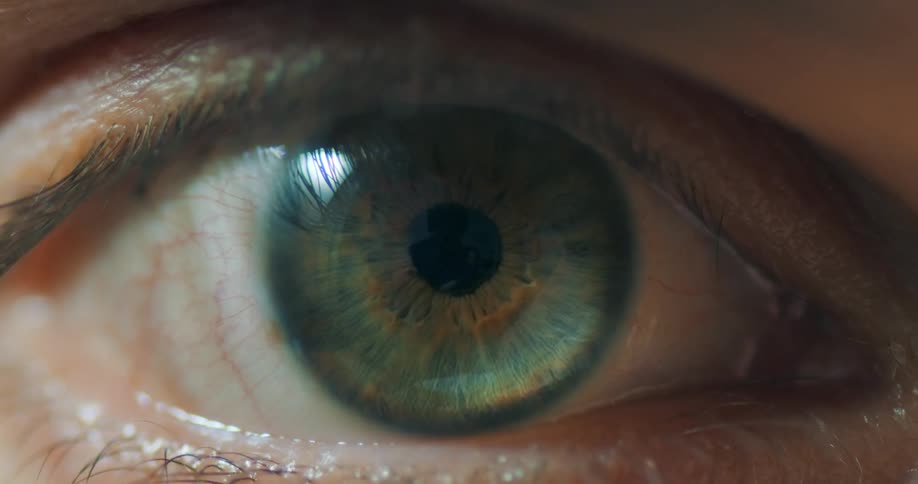 A person stairs without blinking the eyes