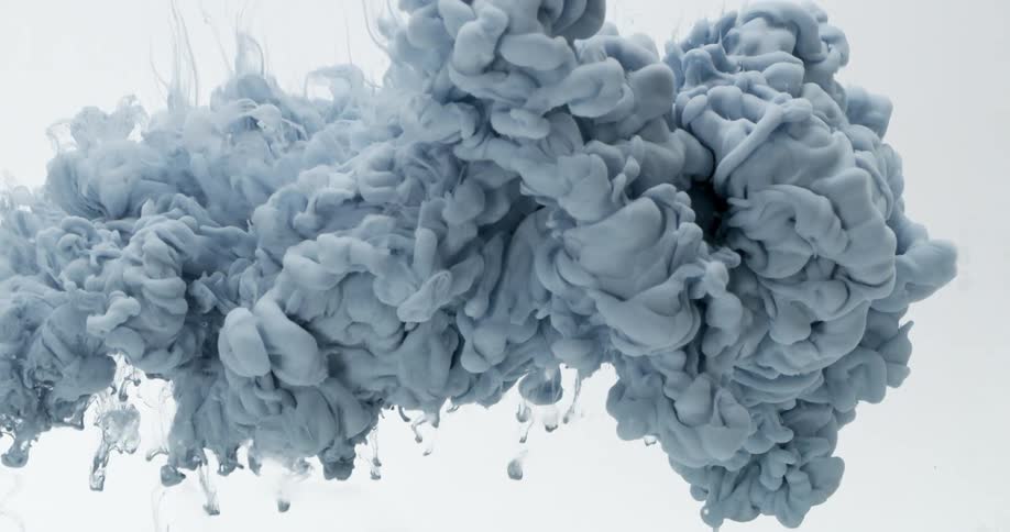 A gray fluid is injected into transparent liquid