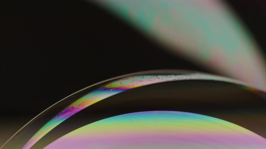 Close up of the bright colorful surface of a soap bubble