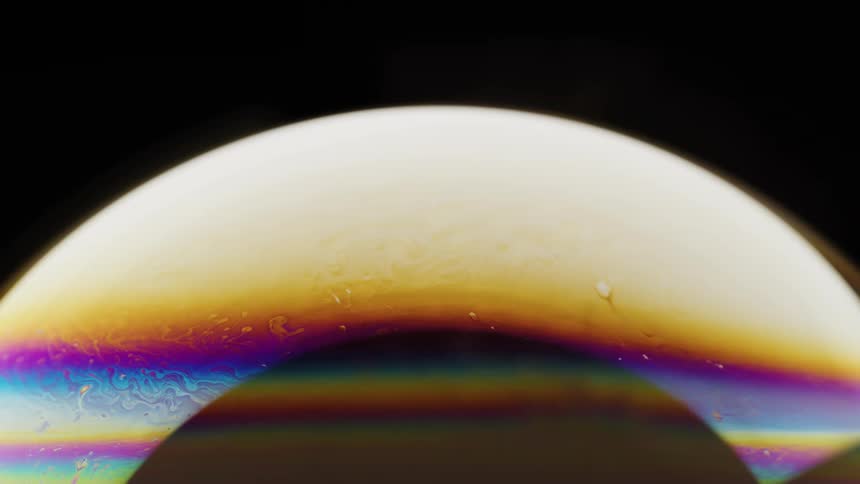 A rainbow in space hovering around a planet