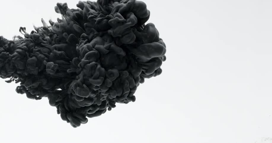 Abstract moving black smoke on a white background