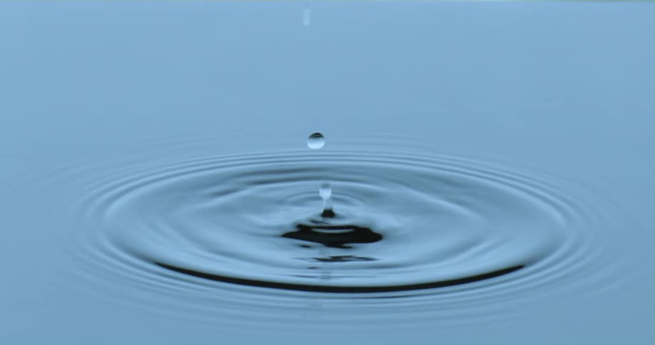 Water droplet falls into body of water