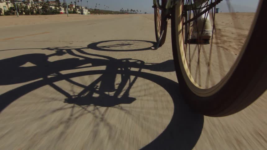 Cycling down the bike path at the beach