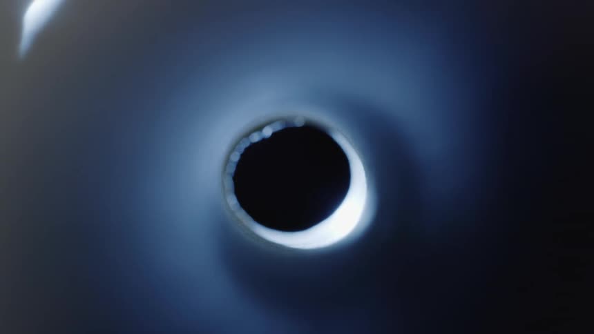 Beam of light passing through an abstract cylindrical hole