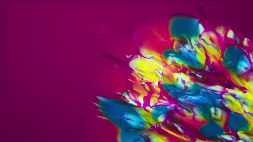 A bunch of liquid flowers glows and spreads on pink background