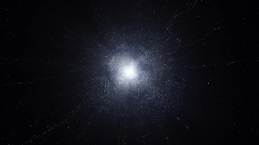 Deep in space there is light shinning from a distance