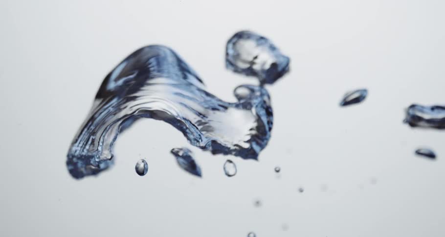 Clear blue water drops rise up instead of fall down